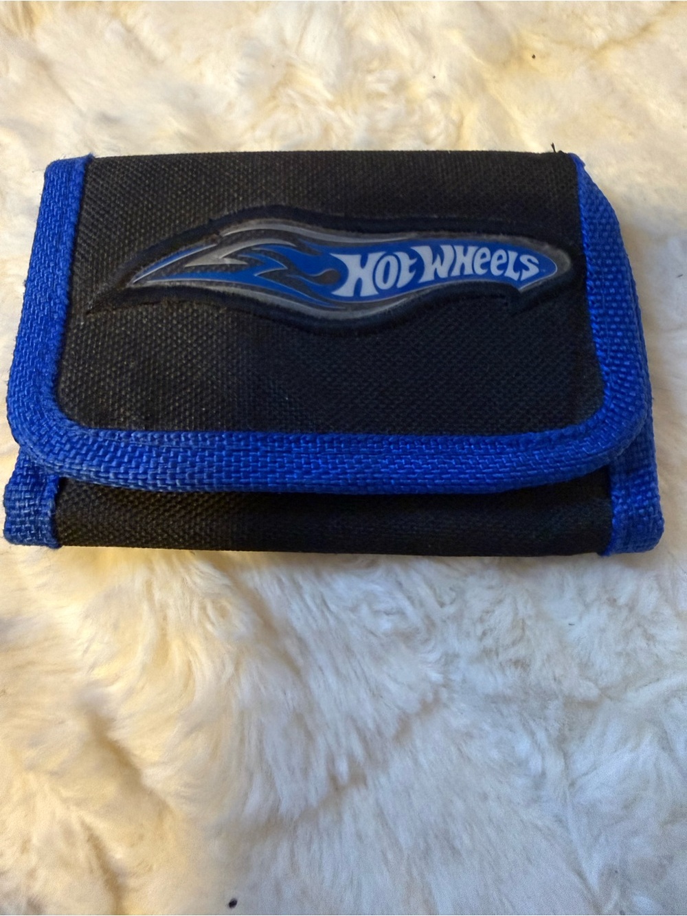 Hot Wheels 2007 Mattel Kids Tri-Fold Wallet Black Blue Licensed